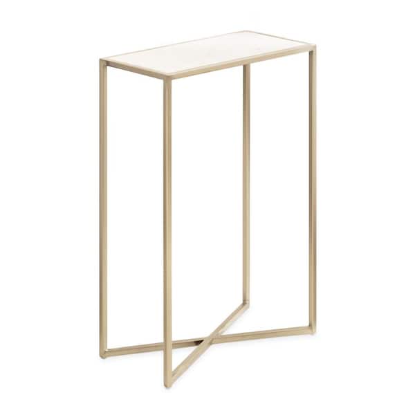 Kate and Laurel Jaspur 16.00 in. Gold Rectangle Marble Contemporary End Table