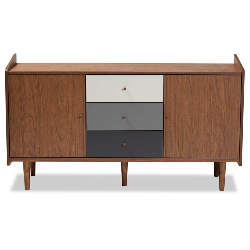 Halden Mid-Century Walnut & Grey Gradient 2-Door Sideboard