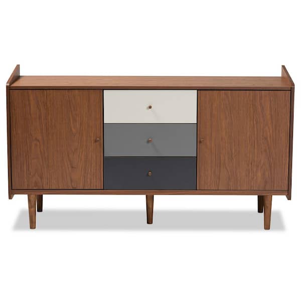 Halden Walnut Brown and Grey Sideboard