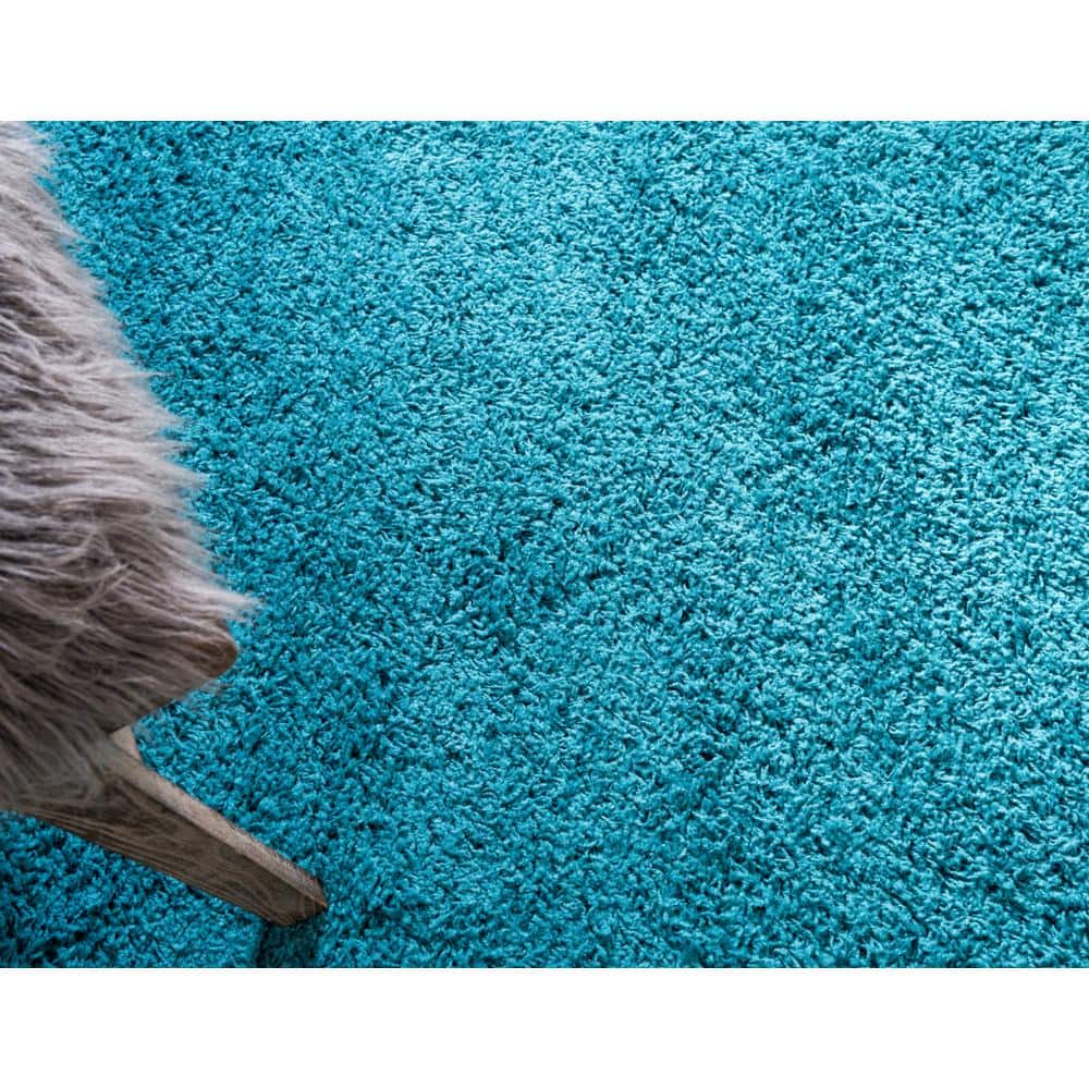 Blue Shag Reversible Synthetic Runner Rug