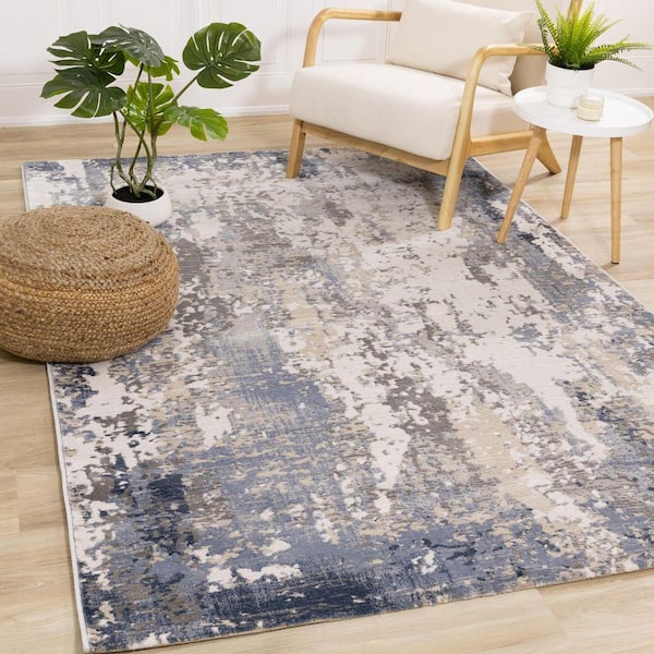 Sylvaris Collections 7 ft. x 10 ft. Blue Organic Indoor Area Rug