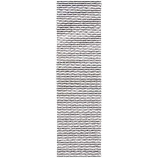 Marbella Charcoal/Ivory 2 ft. x 8 ft. Interlaced Striped Runner Rug