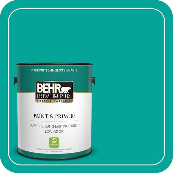 BEHR PREMIUM PLUS 1 gal. Home Decorators Collection #HDC-MD-22 Tropical Sea Semi-Gloss Enamel Low Odor Interior Paint & Primer