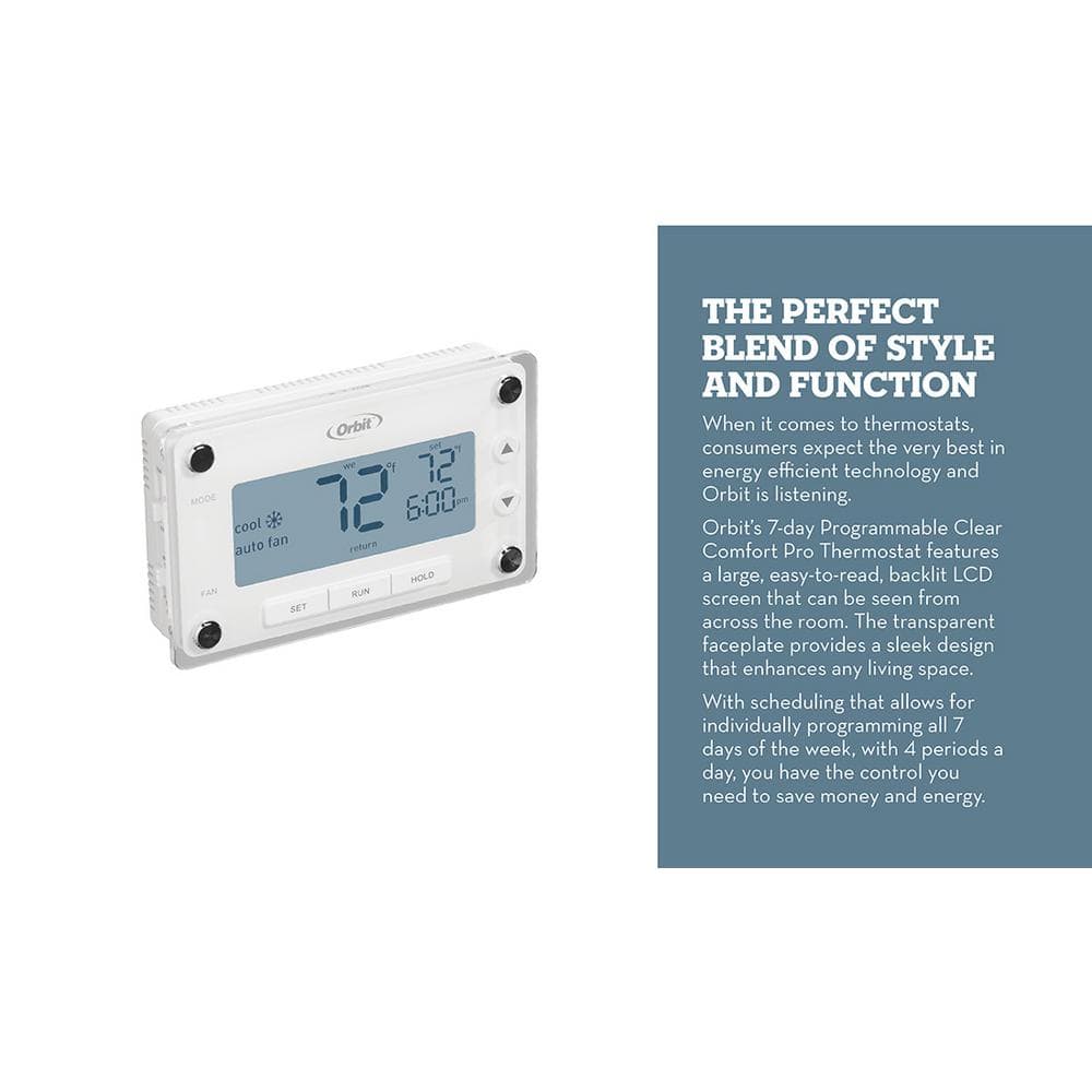 Orbit Clear Comfort Programmable Thermostat with Large Display