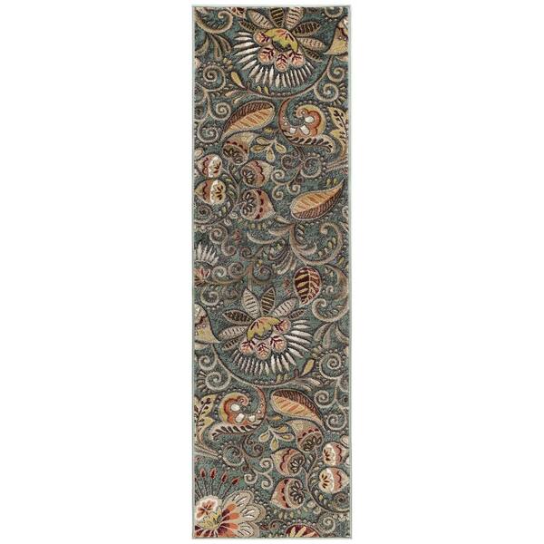 Capri Abstract Seafoam 2 ft. x 8 ft. Indoor Runner Rug