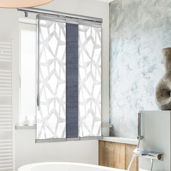 EMOH Blue Glacier Adjustable Sliding Single Rail Track with 15.75 in. Slates, Extendable 28 in. to 43 in. W x 68 in. L