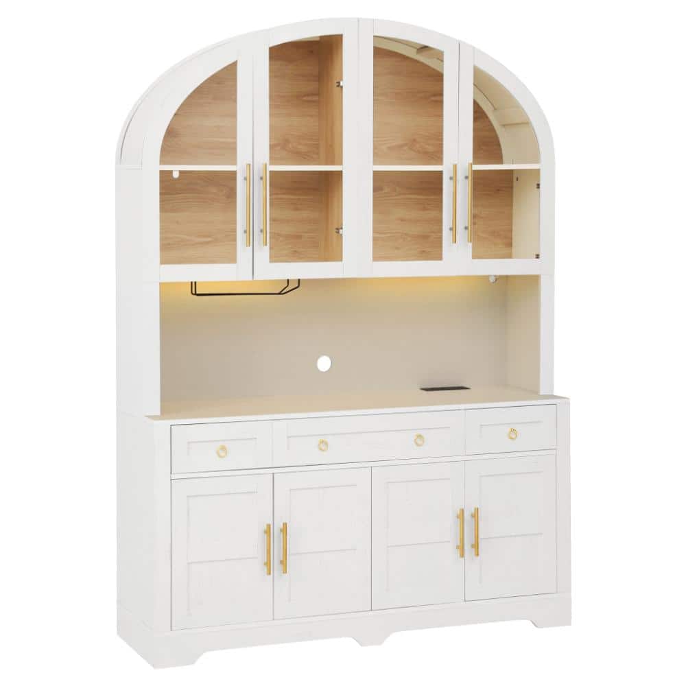 55.1 in. W x 15.8 in. D x 75.6 in. H White Linen Cabinet with LED & Charging Station price history on PriceWatchPro