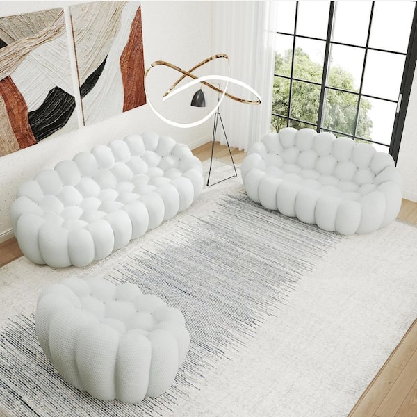 Magic Home Modern (3-Piece) Gray Mesh Fabric Living Room Set