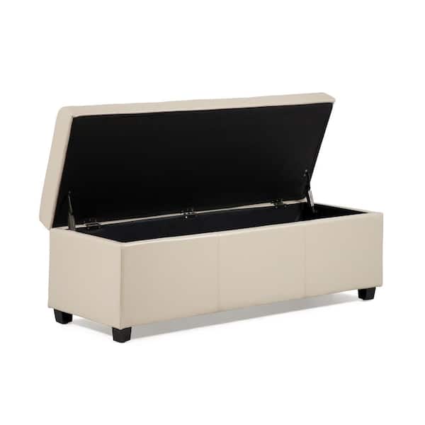 Unbranded Cole Cream 48 in. Upholstered Bedroom Bench with Storage