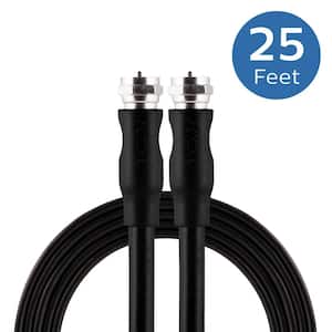 25 ft. RG6 Dual Shield Coaxial Cable F-Type Connectors Black