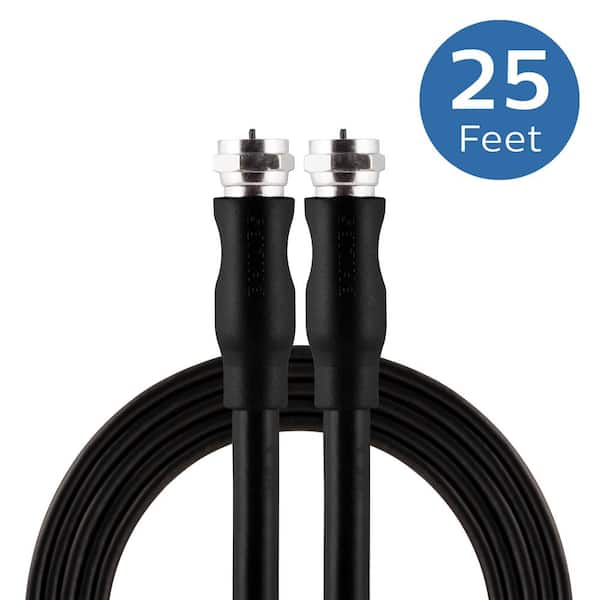 Philips 25 ft. RG6 Dual Shield Coaxial Cable with F-Type Connectors in Black