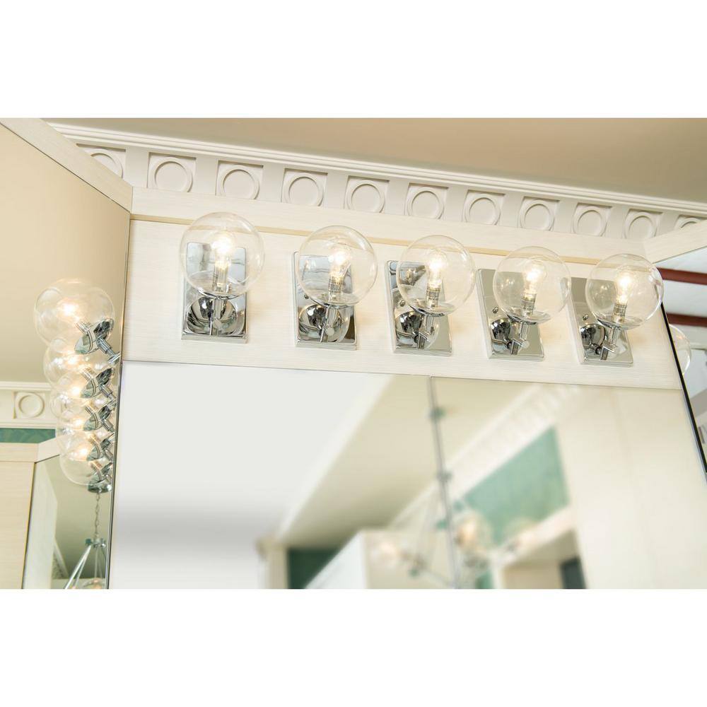 Polished Chrome Wall Sconce with Clear Glass Shade