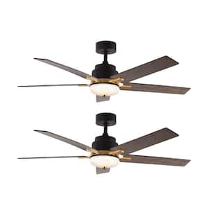 52 in. Indoor Modern 5 Blades Smart Remote Control Standard Ceiling Fan with LED for Bedroom and Living Room