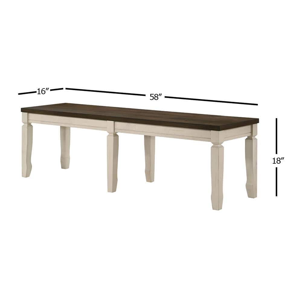 Weathered Oak and Cream Traditional Dining Bench