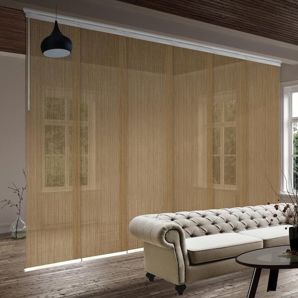 EMOH Wood 70 in. - 130 in. W x 94 in. L Adjustable 6-Panel in White Single Rail Panel Track with 23.5 in. Slates