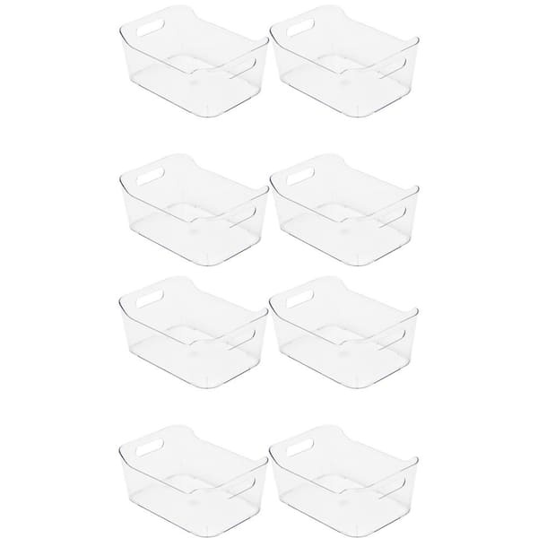 Set Of 6 Clear Storage Basket Caddy W Handle Easy Cupboard Solution Transperant 