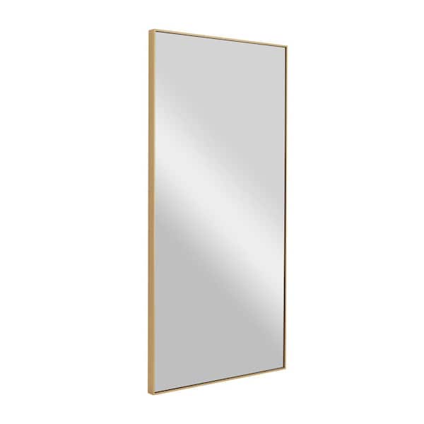 36 in. x 18 in. Rectangle Framed Gold Wall Mirror with Thin Frame