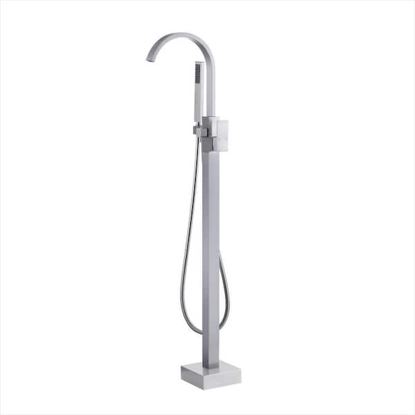 Single-Handle Freestanding Tub Faucet with Hand Shower in. Brushed Nickel