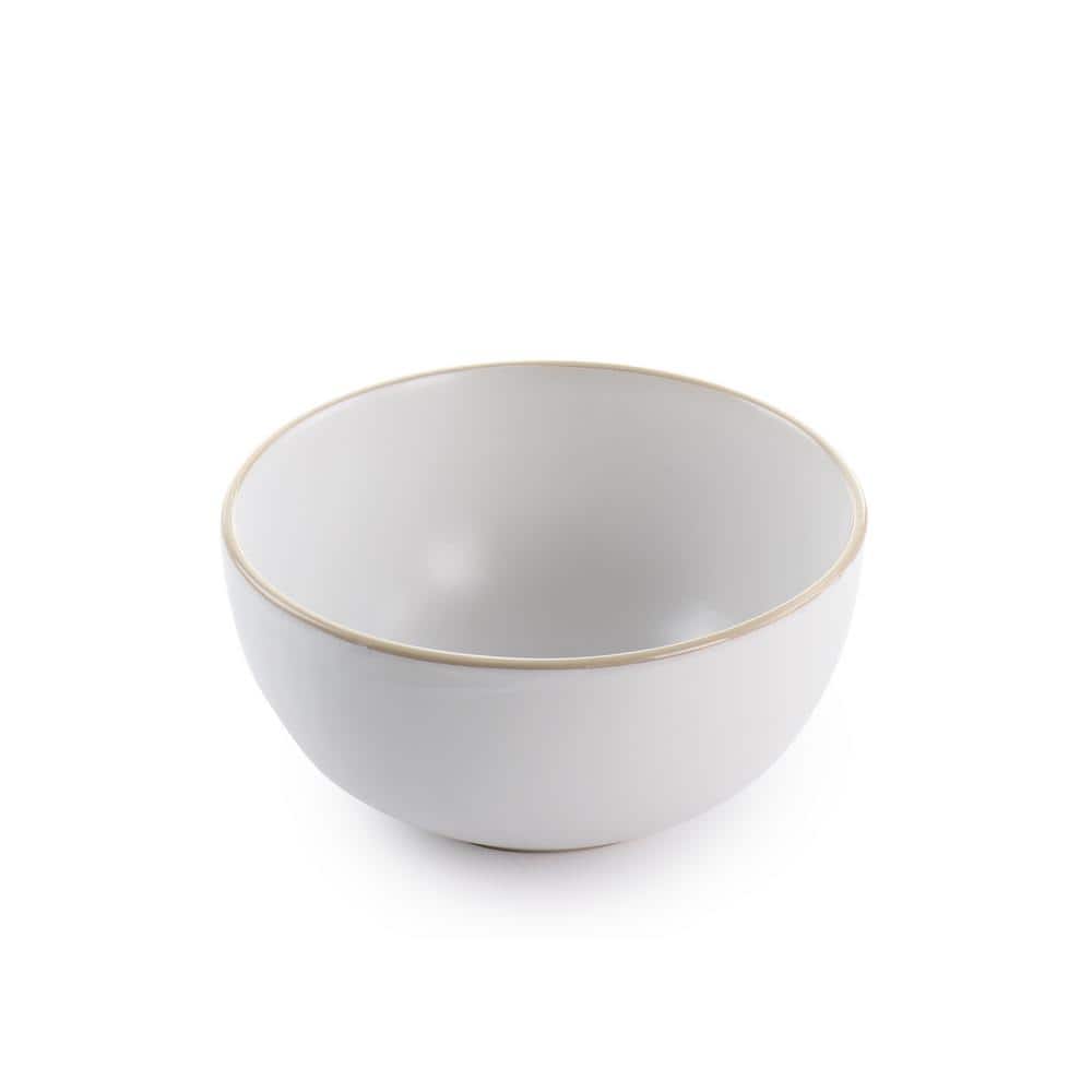 White Ceramic 12-Piece Dinnerware Set with Glossy Rim