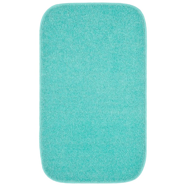 Polypropylene Rung Garland Rug Sedona 21 in. x 34 in. Sea Foam Green Solid Color Plush ...