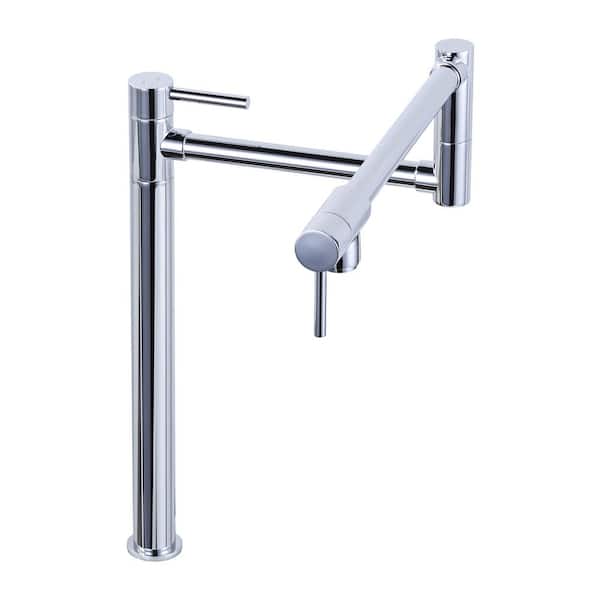 WOWOW Deck Mounted Pot Filler with Double Handle in Chrome