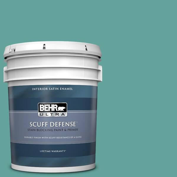 BEHR ULTRA 5 gal. #M450-5 Aqua Rapids Extra Durable Satin Enamel Interior Paint & Primer