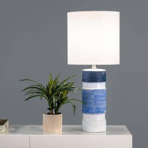 Cypress 25 in. Blue Ceramic Contemporary Table Lamp with Shade