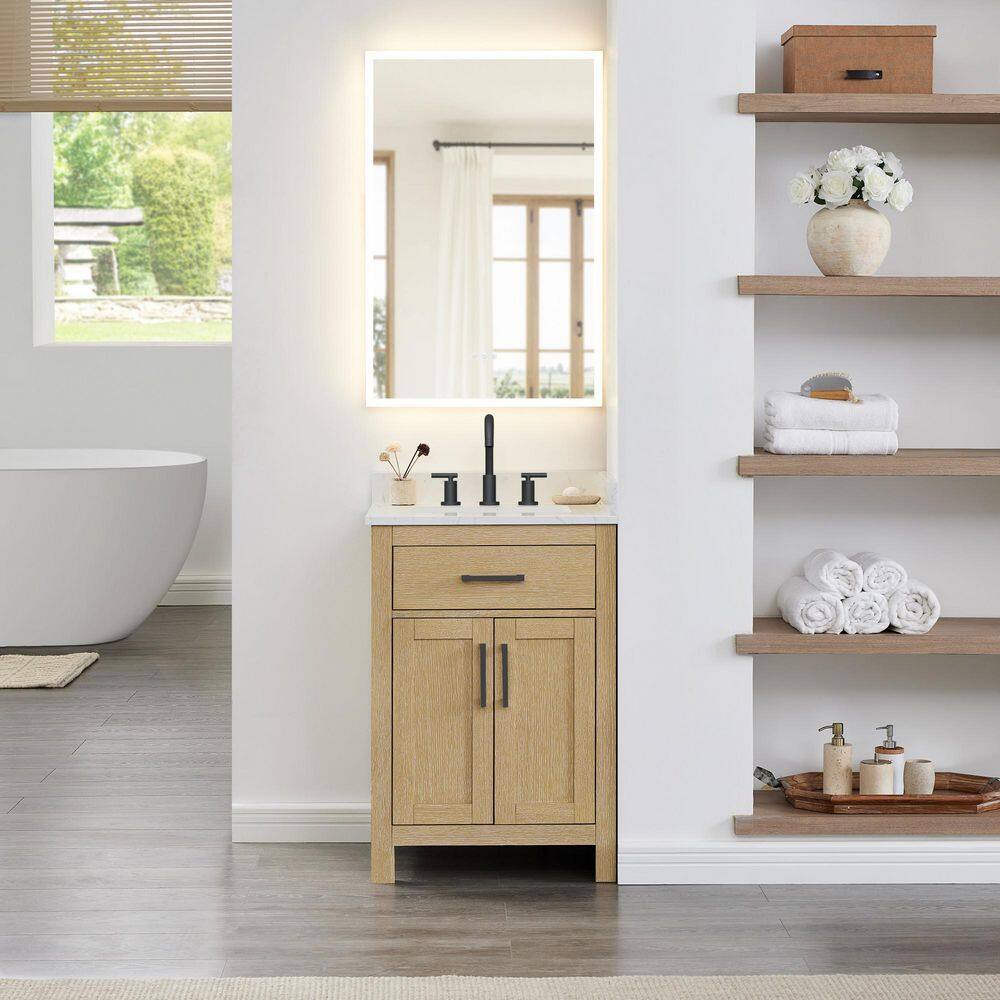 Beckett 24 in. Single Freestanding Whitewashed Oak Bath Vanity with Top price history on PriceWatchPro