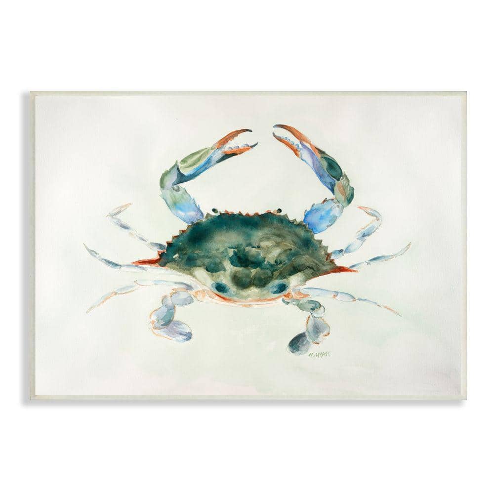 Blue Sea Crab Watercolor Wood Wall Art, 10 x 15