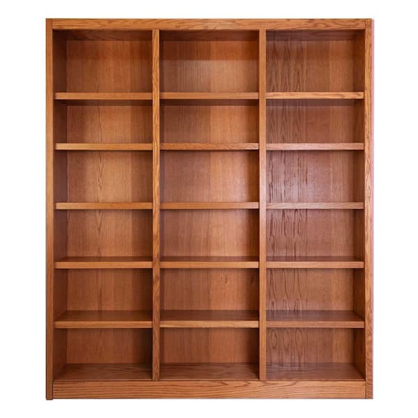 84 in. Dry Oak Wood 18-shelf Standard Bookcase with Adjustable Shelves