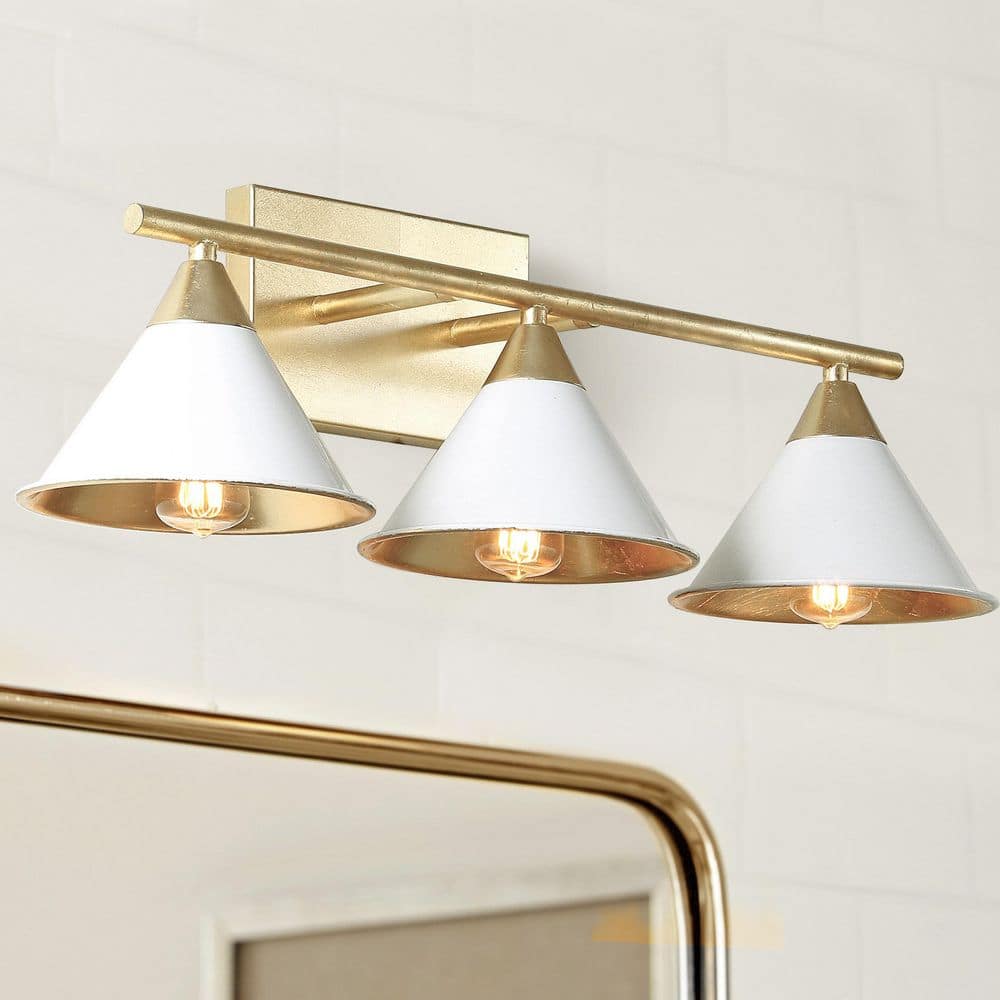Yvette 25 in. 3-Light White/Gold Metal Vanity Wall Light price history on PriceWatchPro