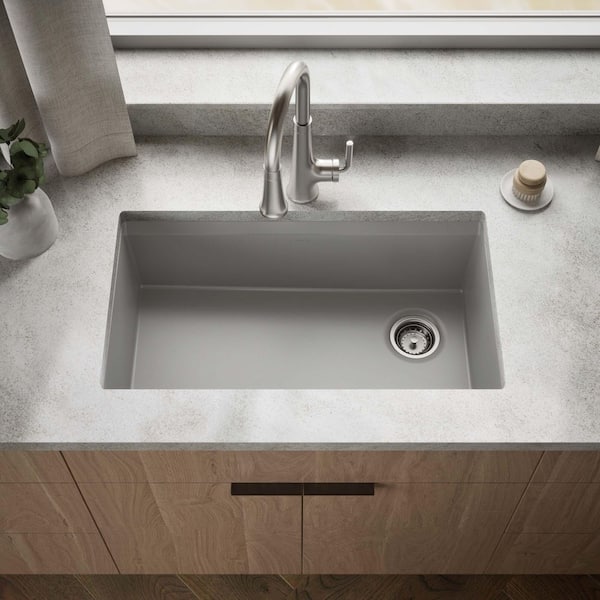 Lassen 33 in. Drop-in Single Bowl Granite Composite Kitchen Sink in Matte Grey