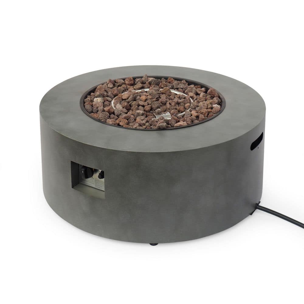 Grey 32 in. Round Iron 40, 000 BTU Propane Gas Outdoor Fire Pit, All-Weather Fire Pit for Deck Garden, Tank Outside price history on PriceWatchPro