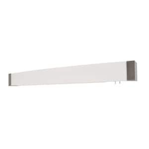 Algiers 2 Satin Nickel LED Wall Sconce with Linen Acrylic White Shade