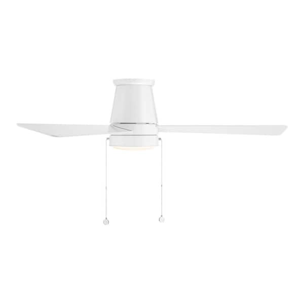 Hug 52 in. Indoor/Outdoor Matte White 3-Blade Pull Chain Ceiling Fan Selectable CCT Integrated LED