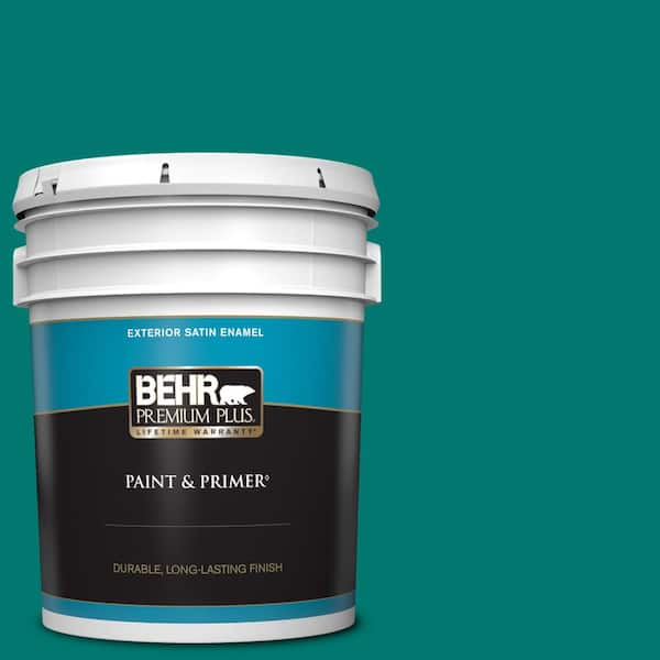 BEHR PREMIUM PLUS 5 gal. #490B-7 Mermaid Harbor Satin Enamel Exterior Paint & Primer