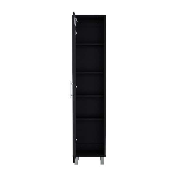 Seafuloy Black 71 in. H Narrow Utility Storage Cabinet with with 5