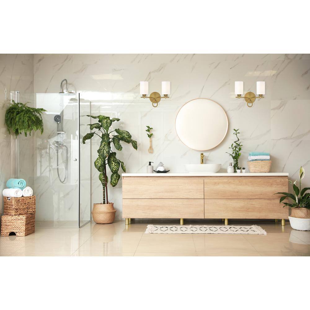Woodbury Warm Brass 2-Light Bathroom Vanity Fixture