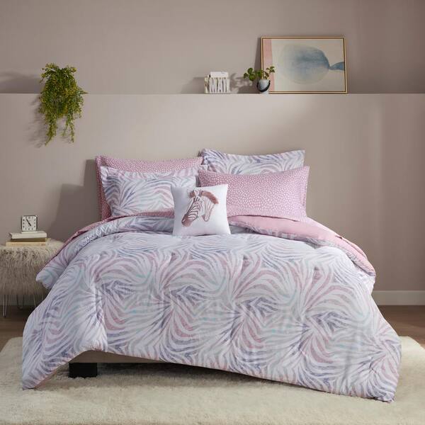 Intelligent Design Maya 6 Piece, Pink Zebra Bed In A Bag Twin