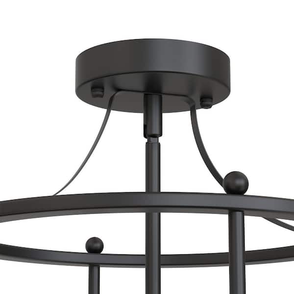 YANSUN 13 in. 3-Light Black and Gold Farmhouse Semi Flush Mount