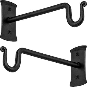 Plant Hanger Shepards Hook Hand Forged Heavy-Duty Wrought Iron Wall Decor (2-Pack)
