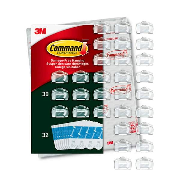 Command Outdoor Light Clips, Clear, Damage Free Decorating, 30 Clips and 32 Command Strips