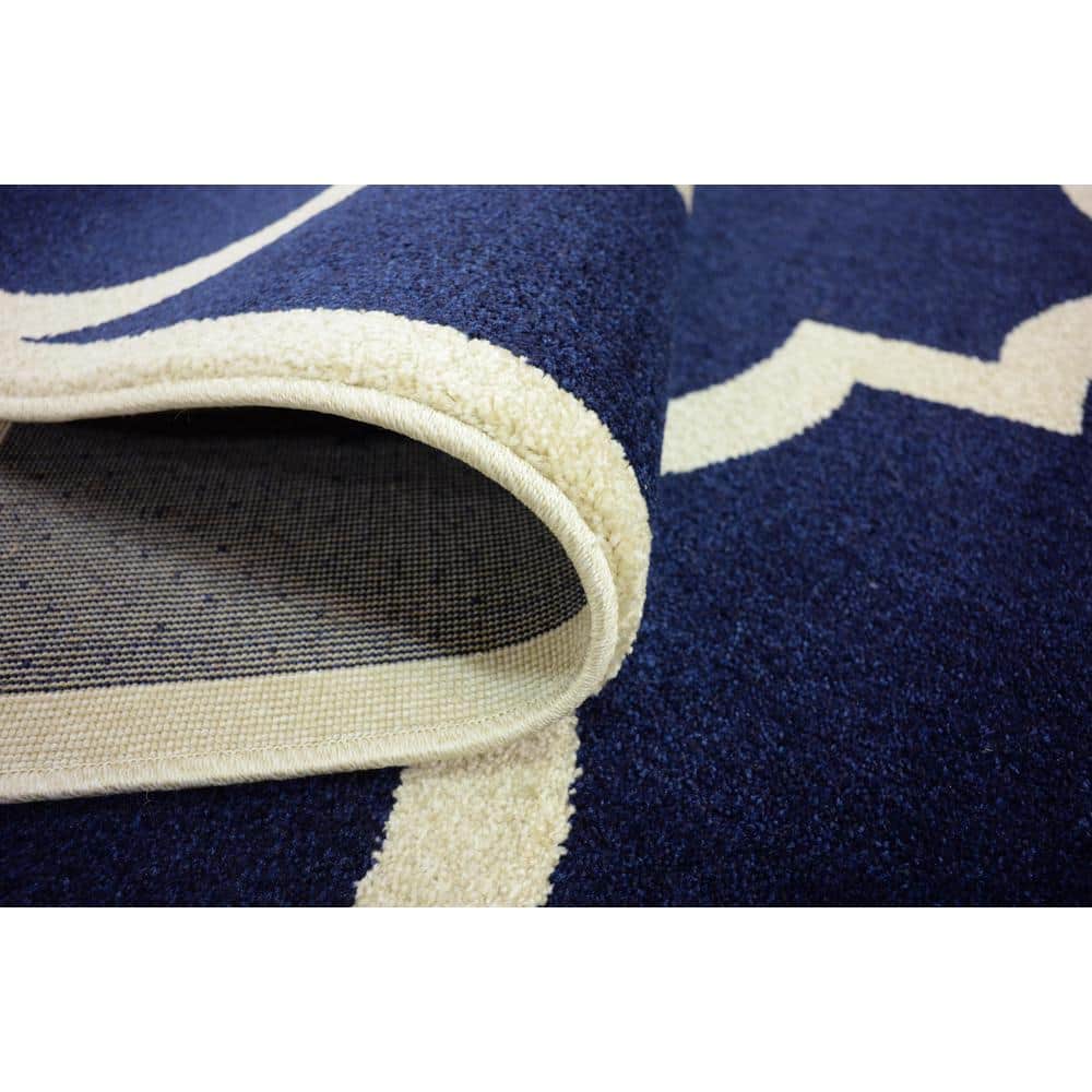 Navy Blue Trellis Rectangular Indoor Rug 5' x 8' - Easy Care & Stain-Resistant