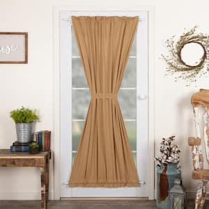 Simple Life Flax 40 in. W x 72 in. L Light Filtering Rod Pocket French Door Window Panel in Khaki