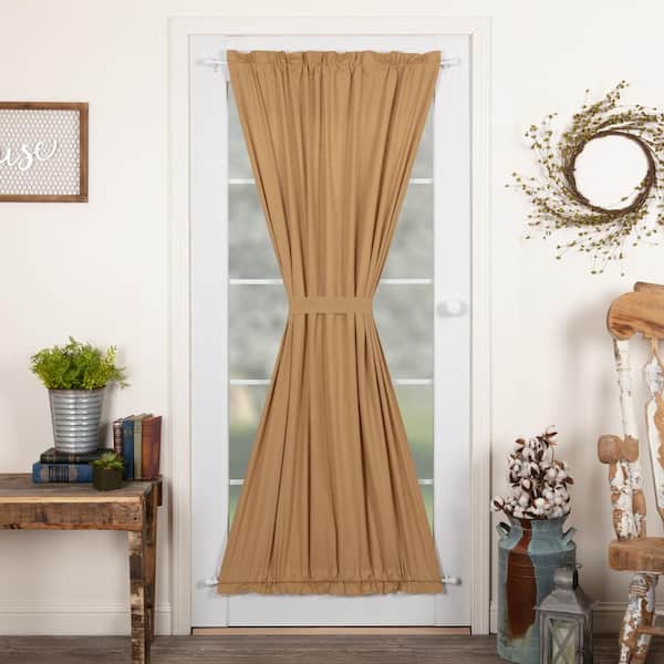 VHC BRANDS Simple Life Flax 40 in. W x 72 in. L Light Filtering Rod Pocket French Door Window Panel in Khaki