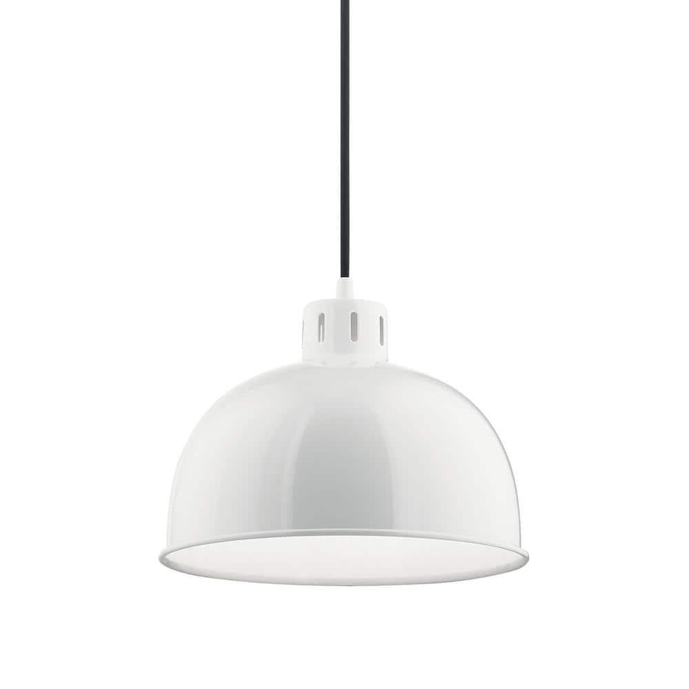 Zailey Black and White 11.5" Transitional Glass Bowl Pendant Light