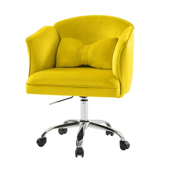 JAYDEN CREATION Ricky Yellow 26.9 in. Wide Velvet MDF Office Chair