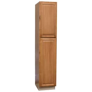 Hampton 18 in. W x 24 in. D x 90 in. H Assembled Pantry Kitchen Cabinet in Medium Oak