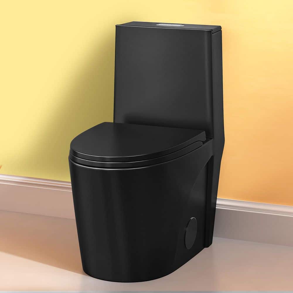 12 in. 1-Piece 1.1/1.6 GPF Dual Flush Elongated Toilet in Black, Seat Included-ADA Comfort Height price history on PriceWatchPro