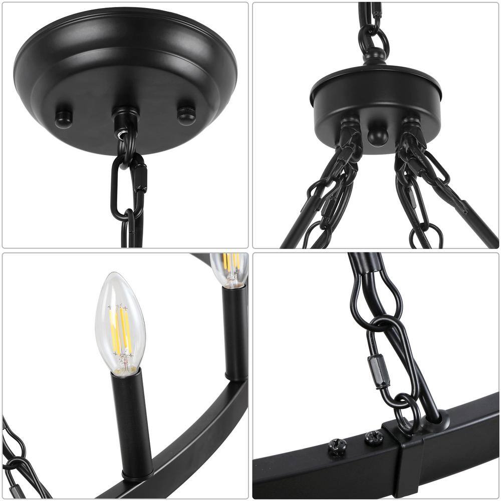 Large Black Metal Wagon Wheel Candle Chandelier